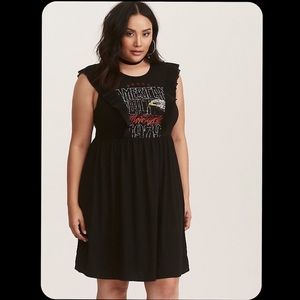 Torrid 3X Black Graphic Ruffled Trim Shirt Dress